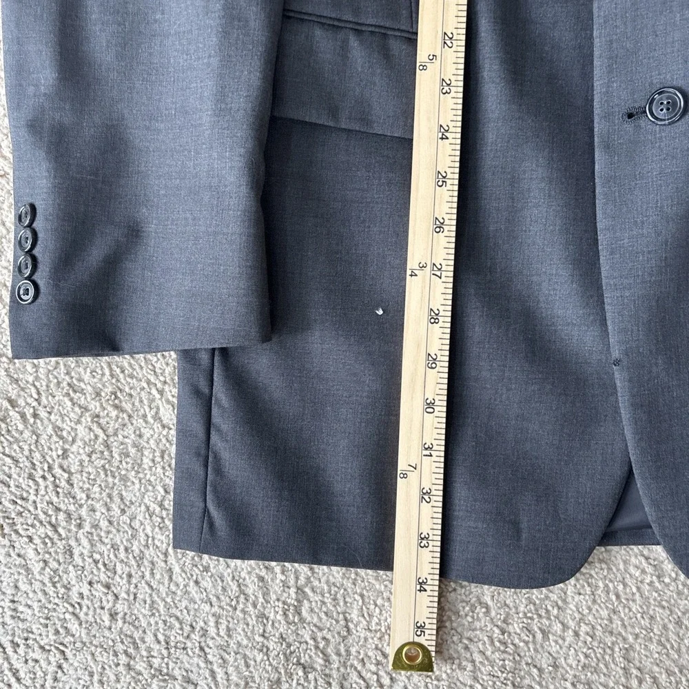 JOS A BANK 100% Wool 2 Piece Dark Gray Flat Front Suit 44L 36x‎ 30